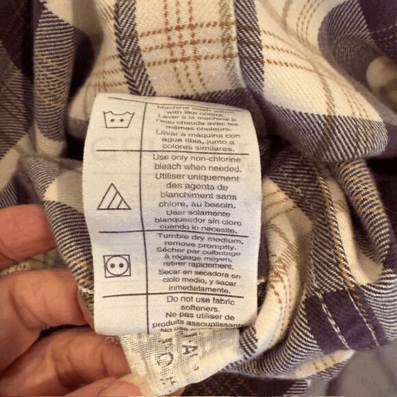 Carhartt Women's Flannel Purple White w/Gold Cotton Chest Pockets Size Large - Picture 6 of 11